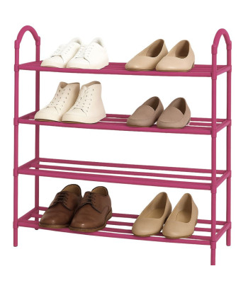Rozā četru līmeņu apavu plaukts-organizators, liels, 72 × 63 × 24 cm