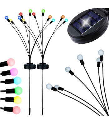 Saules dārza lampas ar RGB LED lodītēm, 2 gab., 70 cm