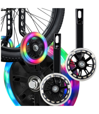 Bērnu velosipēda sānu atbalsta riteņi ar LED diodēm, 12–16″
