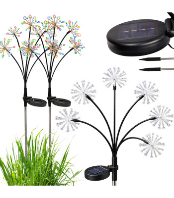 Saules LED dārza lampas ar krāsainu salūta efektu, 2 gab., 70cm