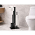Tualetes papīra turētājs ar plauktiņu tālrunim un WC birsti, melns, loft stilā, tērauds, 68 cm