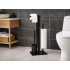 Tualetes papīra turētājs ar plauktiņu tālrunim un WC birsti, melns, loft stilā, tērauds, 68 cm