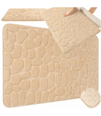 Mīksts, absorbējošs pretslīdes vannas istabas paklājiņš dušai, bēšs, 80 × 50 cm
