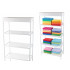 Apavu plaukts – saliekams organizators ar auduma plauktiem, balts, 5 plaukti, 81cm × 39,5cm × 21,5cm