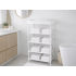 Apavu plaukts – saliekams organizators ar auduma plauktiem, balts, 5 plaukti, 81cm × 39,5cm × 21,5cm