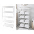 Apavu plaukts – saliekams organizators ar auduma plauktiem, balts, 5 plaukti, 81cm × 39,5cm × 21,5cm