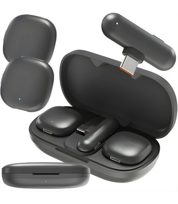 Bezvadu atloka mikrofonu komplekts iPhone, tālrunim un datoram, USB-C, 2 gab.