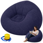 Piepūšams samta pufs atpūtai, tumši zils, 100cm x 100cm x 65cm, 27535_G