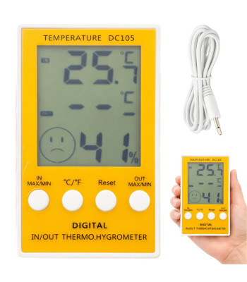 Digitālais termometrs-higrometrs ar iekšējo un ārējo zondi