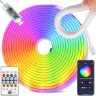RGB LED neona lente ar Bluetooth, lietotni un tālvadības pulti, ūdensizturīga, elastīga, 5 m
