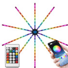RGB LED lampa ar uguņošanas efektu, vadību lietotnē un pulti, pašlīmējoša