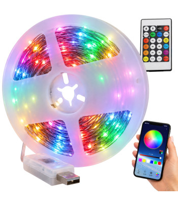 Āra RGB LED lente, ūdensizturīga, IP65, USB, Bluetooth vadība un tālvadības pults, 10 m