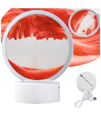 Dekoratīva 3D smilšu lampa ar kustīgām smiltīm, USB, LED RGB, 19 cm