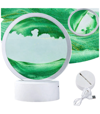 Dekoratīva 3D smilšu lampa ar kustīgām smiltīm, USB un RGB LED apgaismojumu, 19 cm