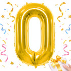 Zelta folijas balons cipara 0 formā dzimšanas dienai, 66 cm