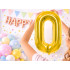 Zelta folijas balons cipara 0 formā dzimšanas dienai, 66 cm