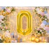 Zelta folijas balons cipara 0 formā dzimšanas dienai, 66 cm