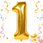 Folijas balons cipara 1 formā, zelta krāsā, 26 collas (66 cm)