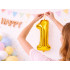 Folijas balons cipara 1 formā, zelta krāsā, 26 collas (66 cm)