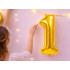 Folijas balons cipara 1 formā, zelta krāsā, 26 collas (66 cm)