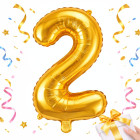 Zelta folijas balons ar ciparu 2 dzimšanas dienām, 26 collas (66 cm)