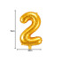 Zelta folijas balons ar ciparu 2 dzimšanas dienām, 26 collas (66 cm)
