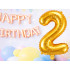 Zelta folijas balons ar ciparu 2 dzimšanas dienām, 26 collas (66 cm)