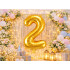 Zelta folijas balons ar ciparu 2 dzimšanas dienām, 26 collas (66 cm)