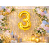 Zelta folijas balons ar ciparu 3 dzimšanas dienai, 26 collas (66 cm)