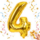 Zelta folijas balons cipara 4 formā, 26 collas (66 cm)