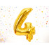 Zelta folijas balons cipara 4 formā, 26 collas (66 cm)