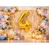 Zelta folijas balons cipara 4 formā, 26 collas (66 cm)