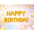 Folijas balonu komplekts ar zelta uzrakstu “Happy Birthday” — dzimšanas dienas dekorācija