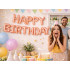Folijas baloni ar uzrakstu Happy Birthday, rozā, 13 gab., 36 cm