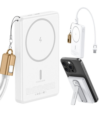 Magnētiskā bezvadu uzlādes powerbanka ar USB-C un Lightning, 20 W, 5000 mAh