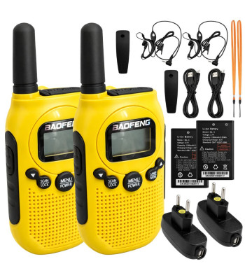 Divu Baofeng rāciju komplekts ar LED lukturīti, darbības rādiuss līdz 2 km, 1500 mAh, BF-T6