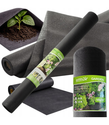 Melns mulčēšanas agrotekstils pret nezālēm, 50 g/m², 1 × 10 m