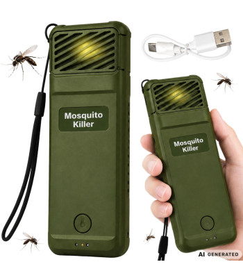 Pārnēsājams odu atbaidītājs ar USB uzlādi, zaļš — 6 ieliktņi, 5 V, 14 × 5 cm