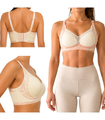 Sieviešu sporta krūšturis ar push-up efektu, modelējošs, bezšuvju, ar ieliktņiem, XL