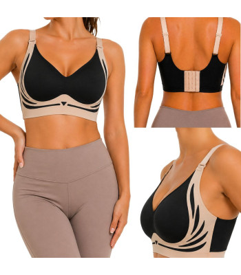 Sieviešu sporta krūšturis ar push-up efektu, modelējošs, bezvīļu, ar ieliktņiem, M izmērs