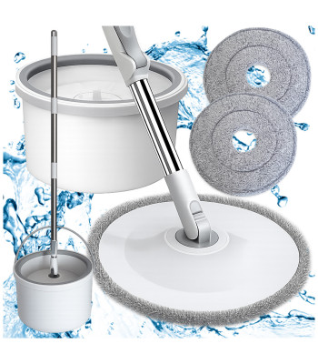 Rotējošais Spin mop komplekts ar spaini un 2 mikrošķiedras uzlikām, 360°