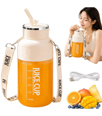 USB blendera pudele ar salmiņu un pārnēsāšanas siksniņu, 1200 ml