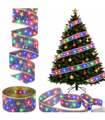 Gaismas LED lente Ziemassvētku eglītei, violeta svētku dekorācija, 40 LED, 4 m