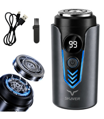 Elektriskais skuveklis vīriešiem, ūdensizturīgs, kompakts, bezvadu, USB-C, melns, 8,5 × 4,3 cm