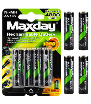 Ni-MH AA R6 uzlādējamie akumulatori, 4 gab., 4800 mAh, 1,2 V