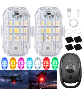 Bezvadu LED stroboskopisko lampu komplekts ar tālvadības pulti, 7 krāsas, 2 gab.