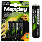 Ni-MH uzlādējamo akumulatoru komplekts, 4 gab., AAA, 1,2 V, 2800 mAh