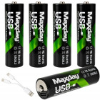 Uzlādējami AA akumulatori ar USB-C uzlādi, 4 gab., Li-ion, 1,5 V, 1466 mAh