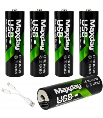 Uzlādējami AA akumulatori ar USB-C uzlādi, 4 gab., Li-ion, 1,5 V, 1466 mAh