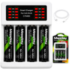 Maxday lādētājs AA/AAA akumulatoriem ar USB-C kabeli un 4 AA akumulatoriem, 9,2 × 6,4 × 2,7 cm